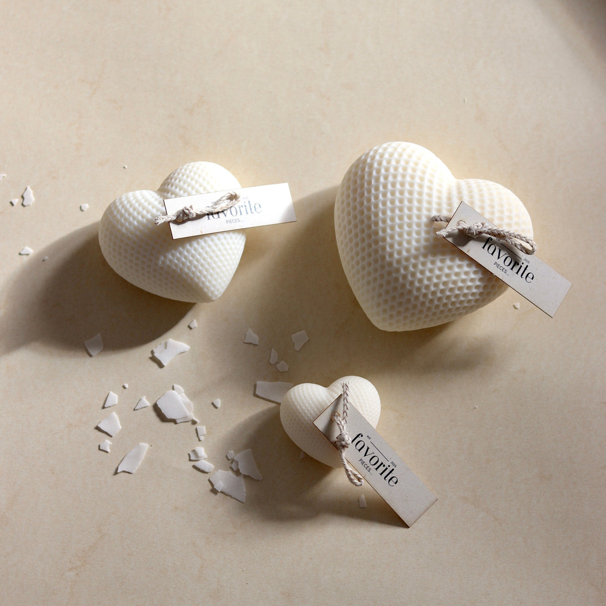 Set of 3 Heart Candles