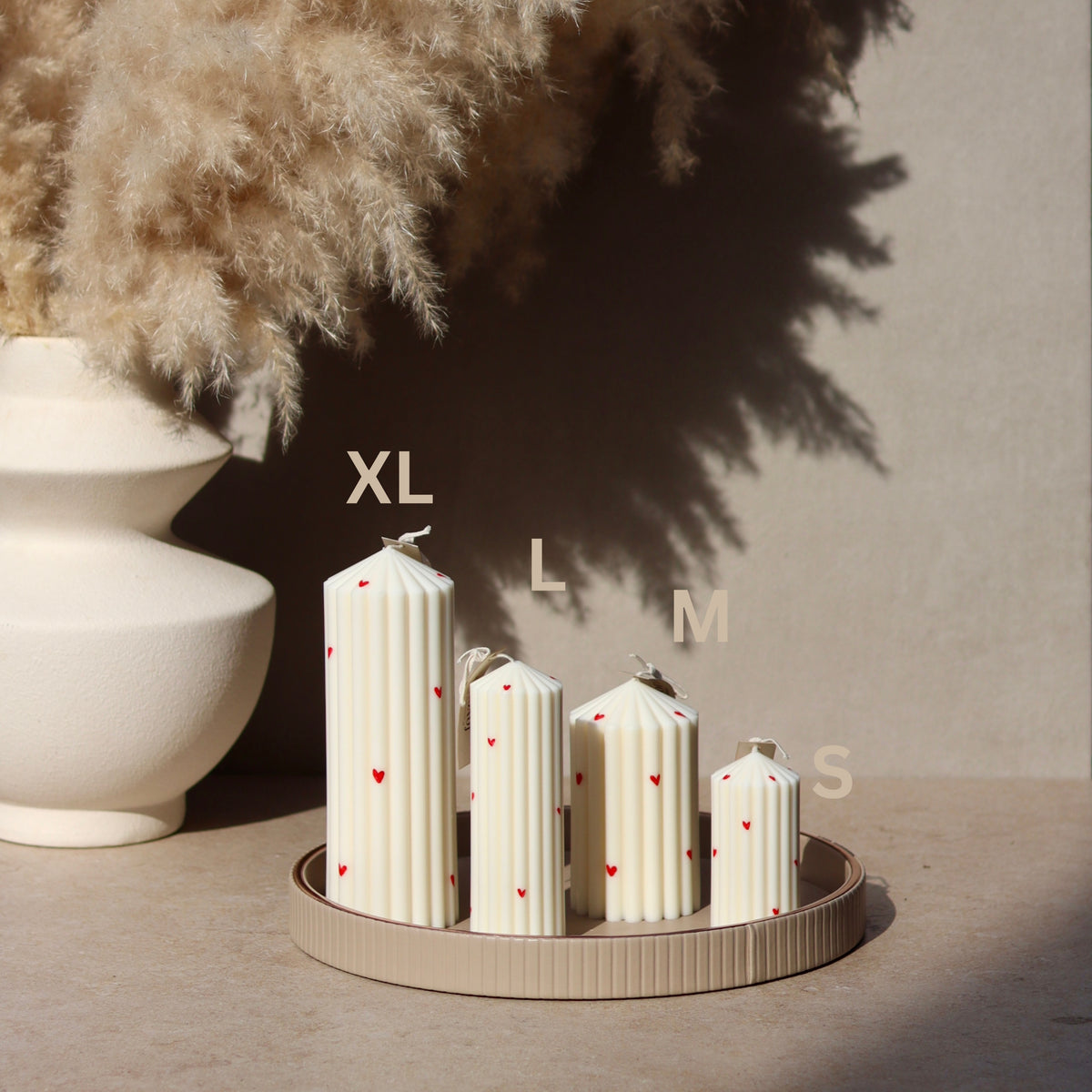 Pillar Candles Red Hearts