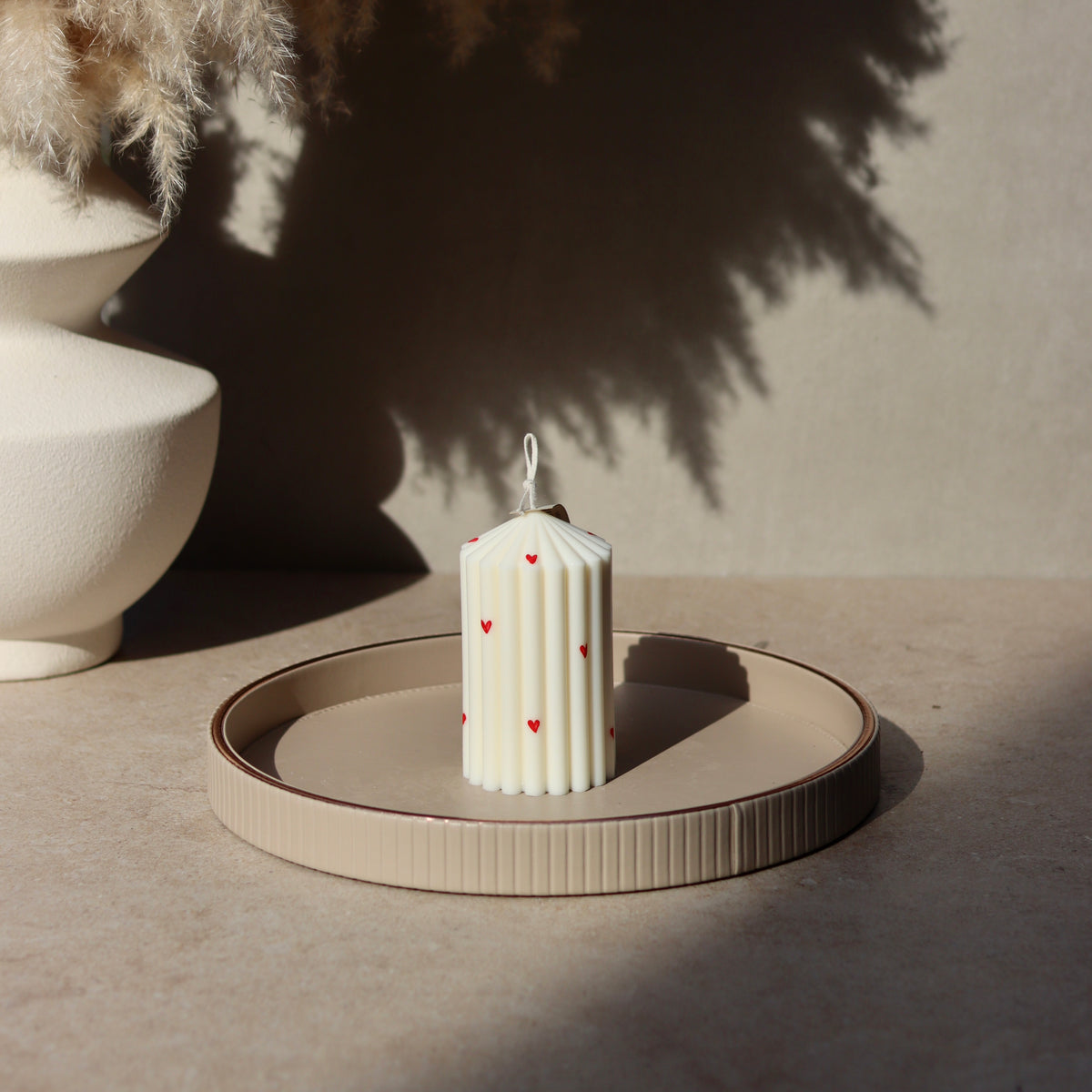 Pillar Candles Red Hearts