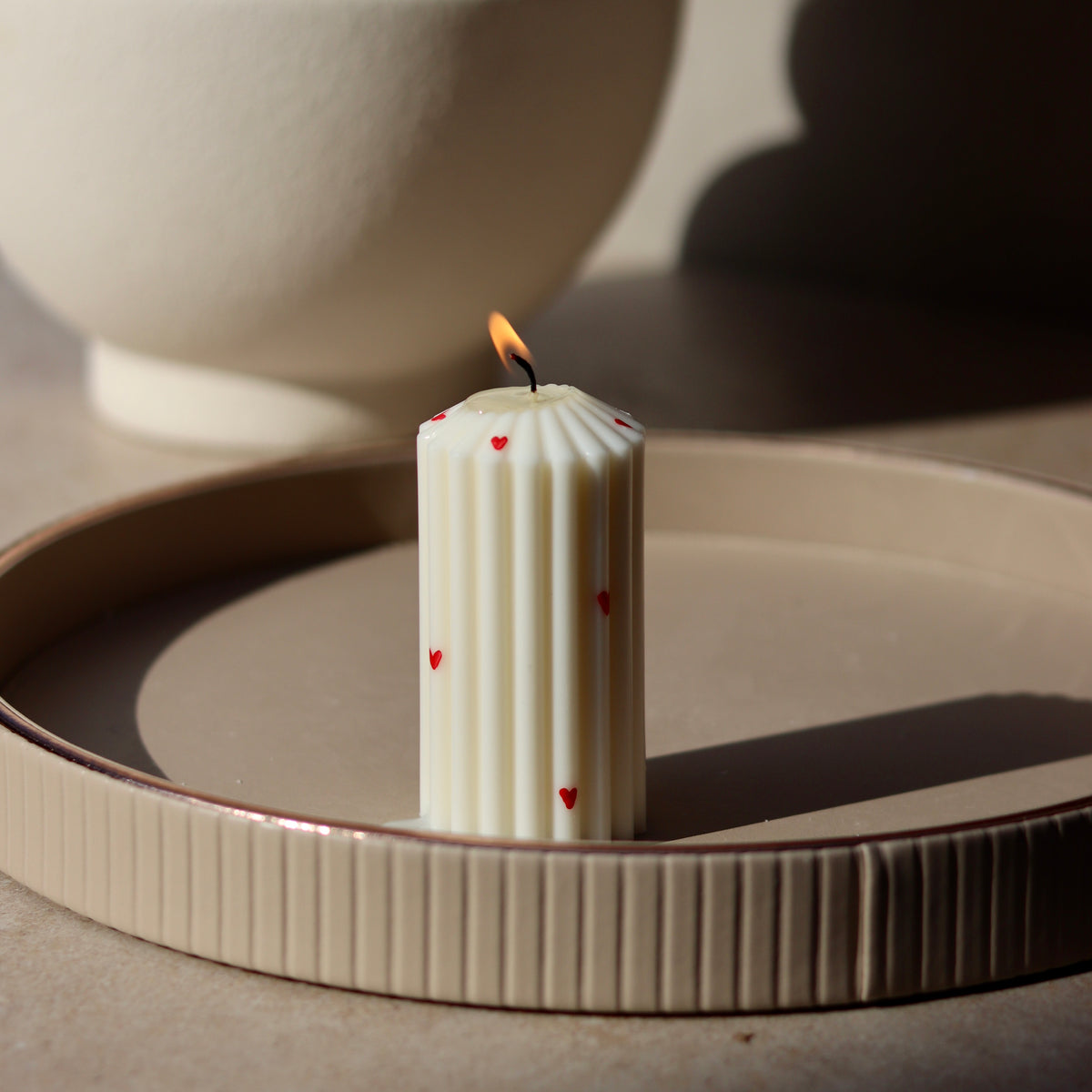 Pillar Candles Red Hearts