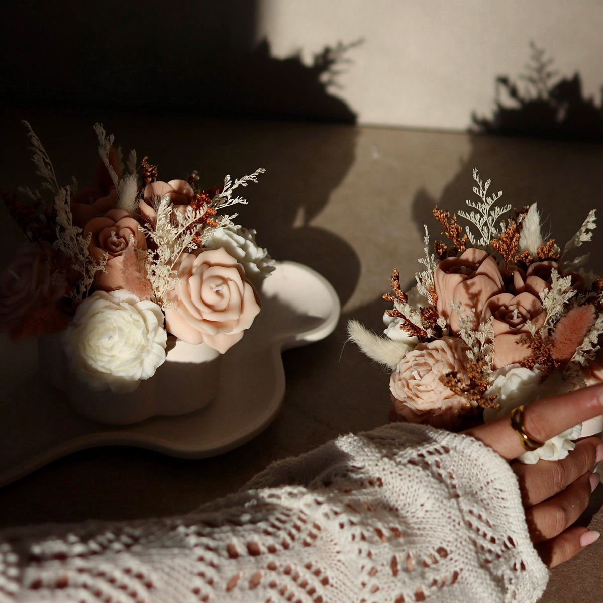 Wachsblumen Bouquet braun