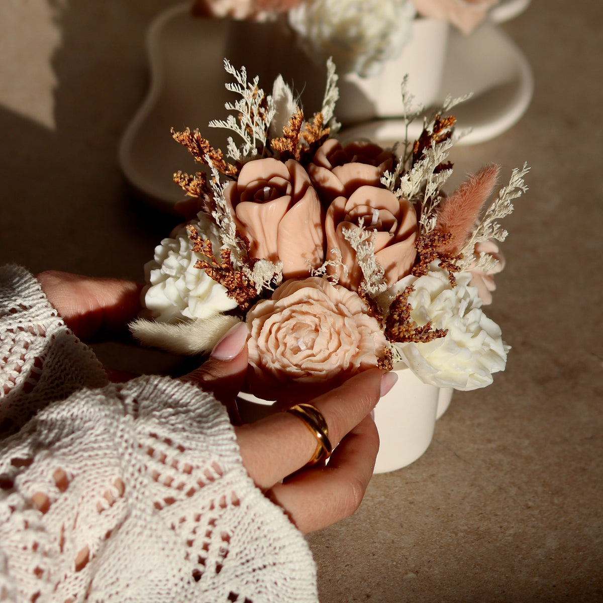Wachsblumen Bouquet braun