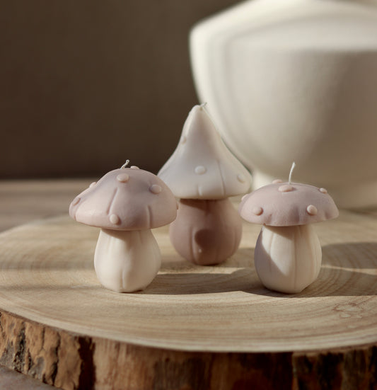 3er Set Pilz Kerzen