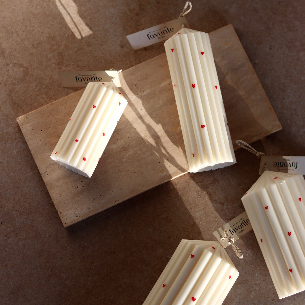 Pillar Candles Red Hearts