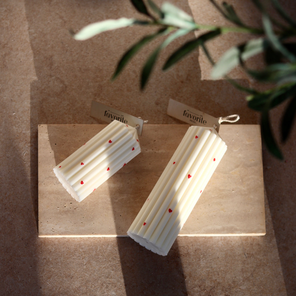 Pillar Candles Red Hearts