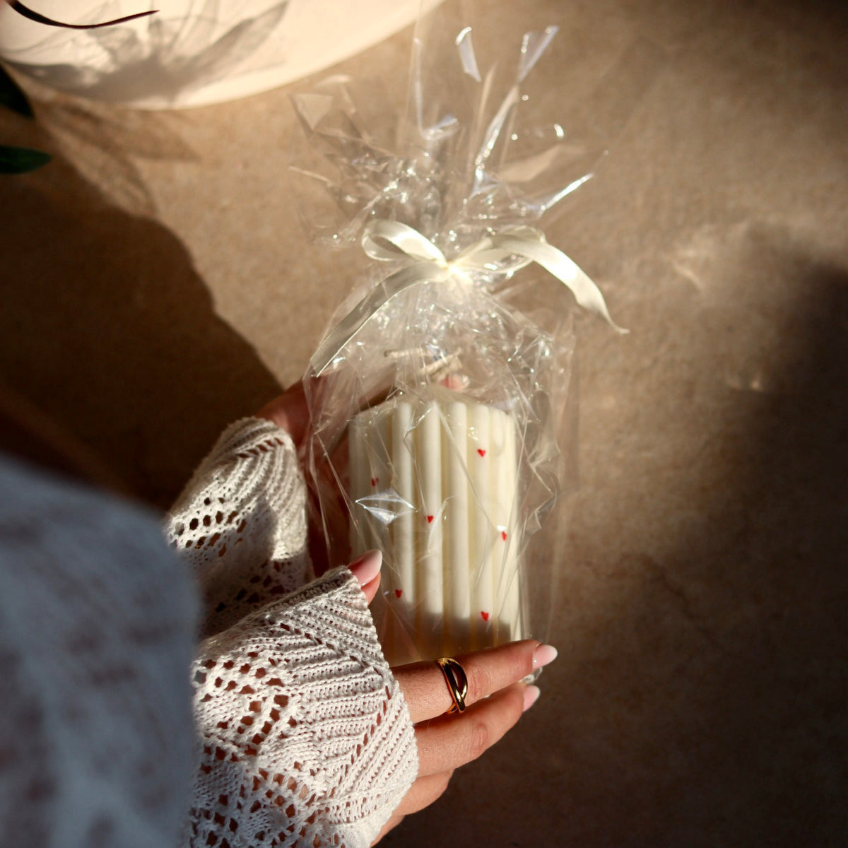 Pillar Candles Red Hearts